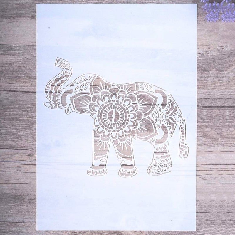 SLGIFT DIY Decorative Elephant Mandala Stencil Template for Painting on Walls Furniture Crafts(A4 Size) - Image 1